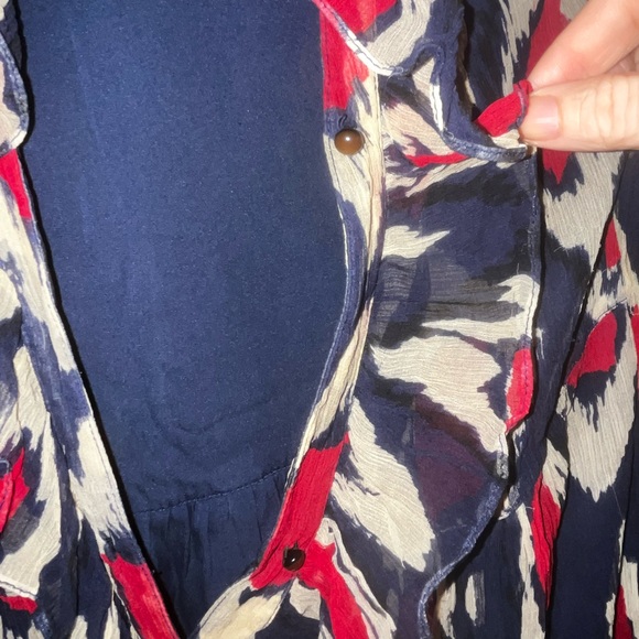 Diane Von Furstenberg tribal red and blue printed silk long sleeve dress 8 - Picture 6 of 13